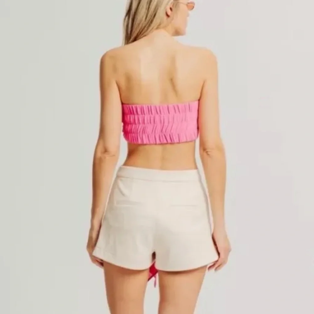 Torn by Ronny Kobo Max Top Pink Rose Rosette Flower Crop Top Size XS Womens New - Picture 2 of 6